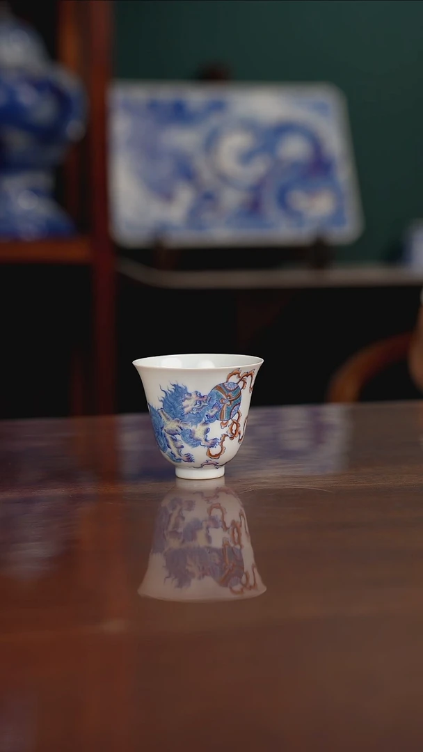 空山明月 新斗彩 双狮