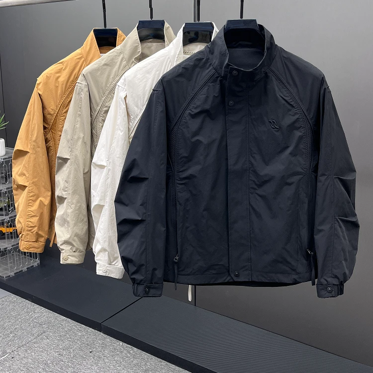 秋季时尚韩版休闲外套春秋季薄款立领夹克男士潮流百搭工装上衣