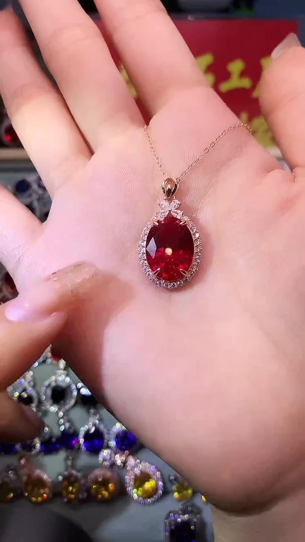 【闪购商品】红宝石吊坠(赠链)银S925镶嵌1111