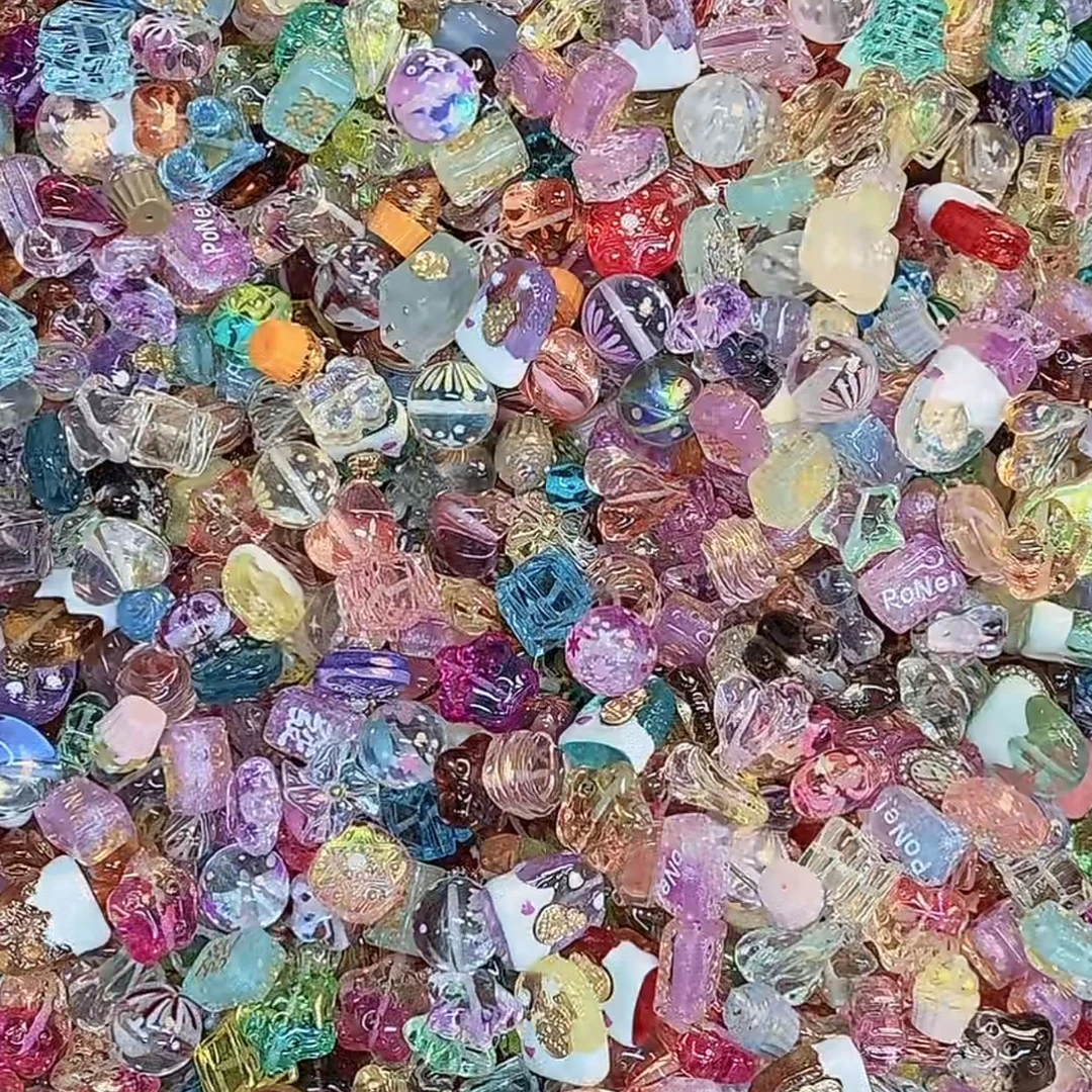 DIY饰品配饰   韩国胶定制珠 亮面珠子大混锅