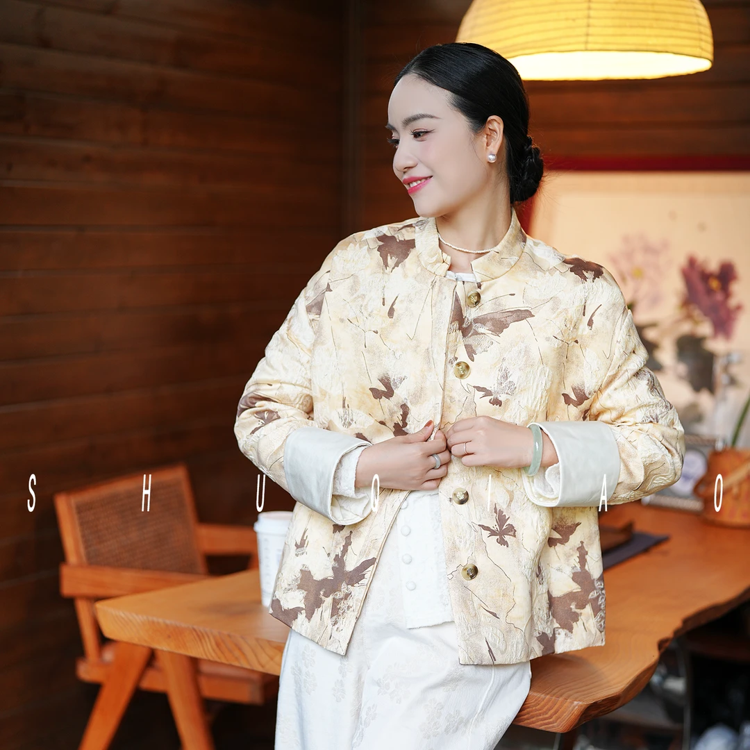 蜀俏【秋蝶】人丝新中式国风短外套新款高级感气质复古小香风上衣