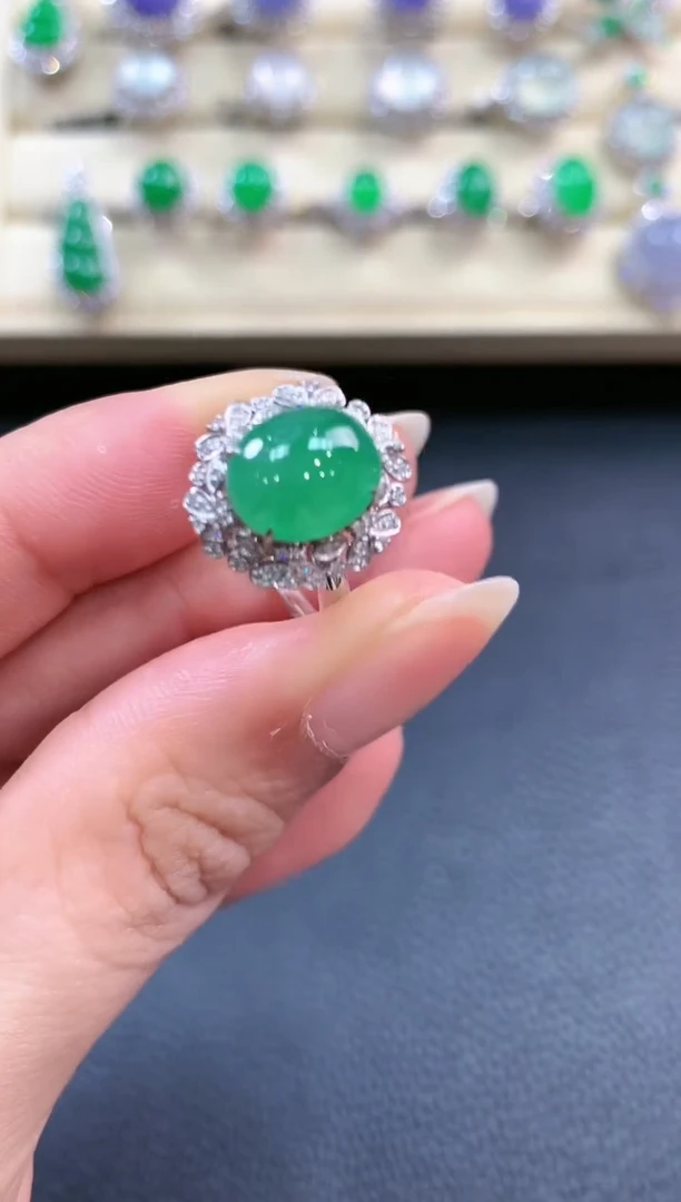 【闪购商品】翡翠戒指18K金镶嵌v38多样性一件发货