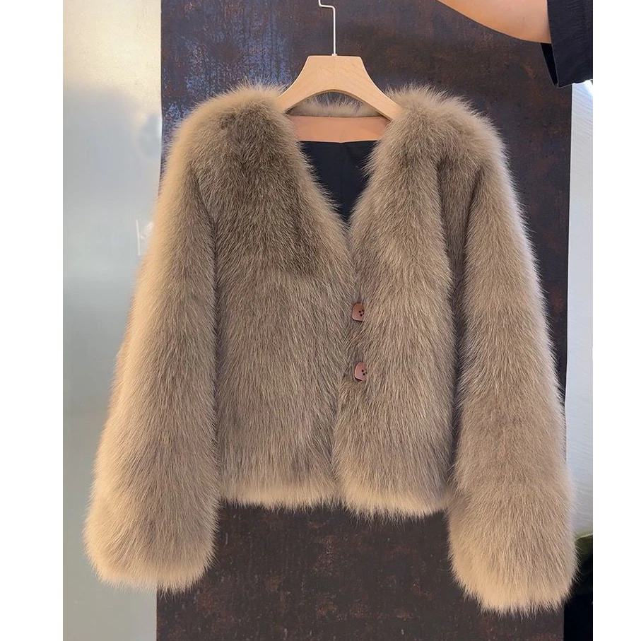 小金狐毛毛短外套女秋冬棉服毛大衣时尚百搭高级感小个子毛毛外套