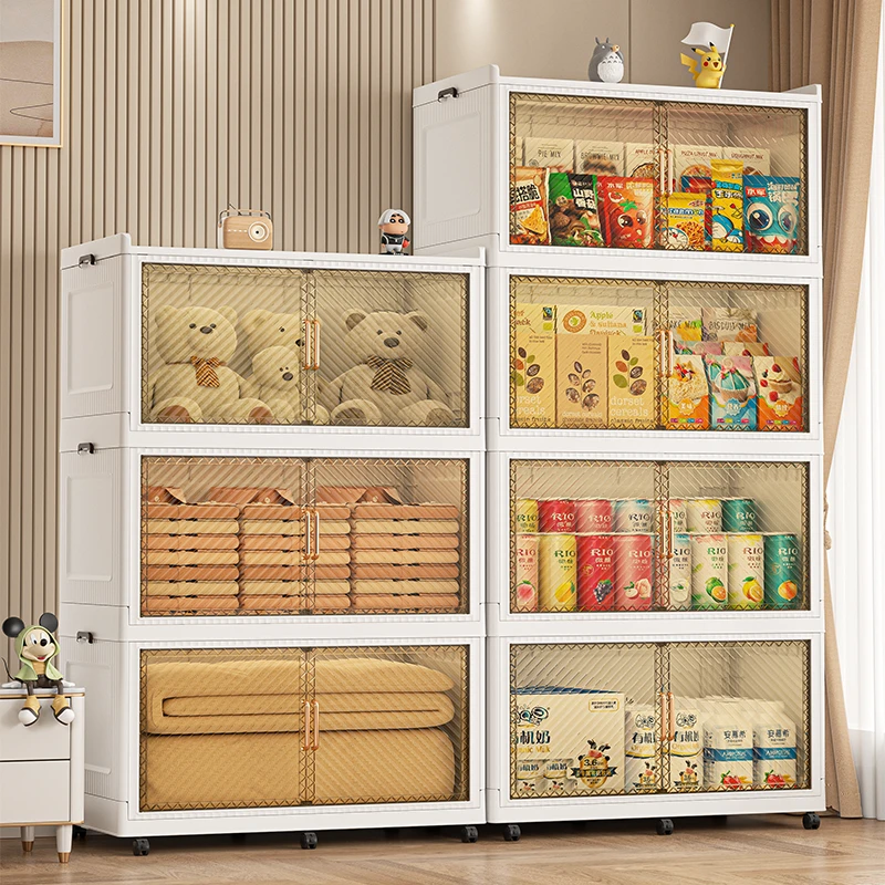 【纯收纳柜80-100cm】置物柜家用储物多层免安装零食收纳箱1层-5层
