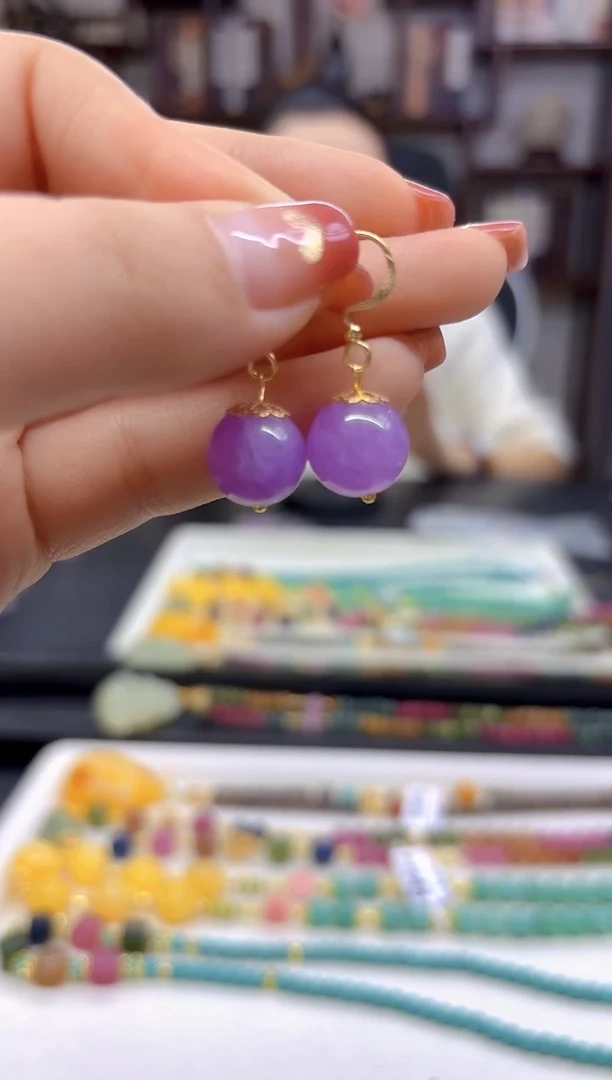 【闪购商品】翡翠耳饰14K金镶嵌耳勾E494