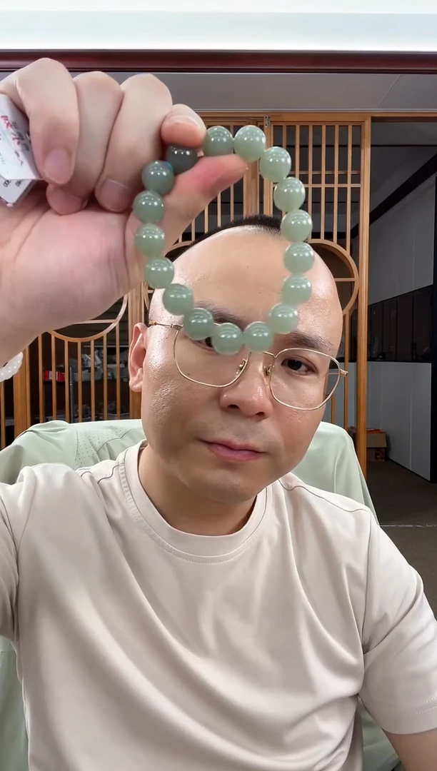 手串未镶嵌和田玉卡12且末青白蓝调 圆珠 多样性发一