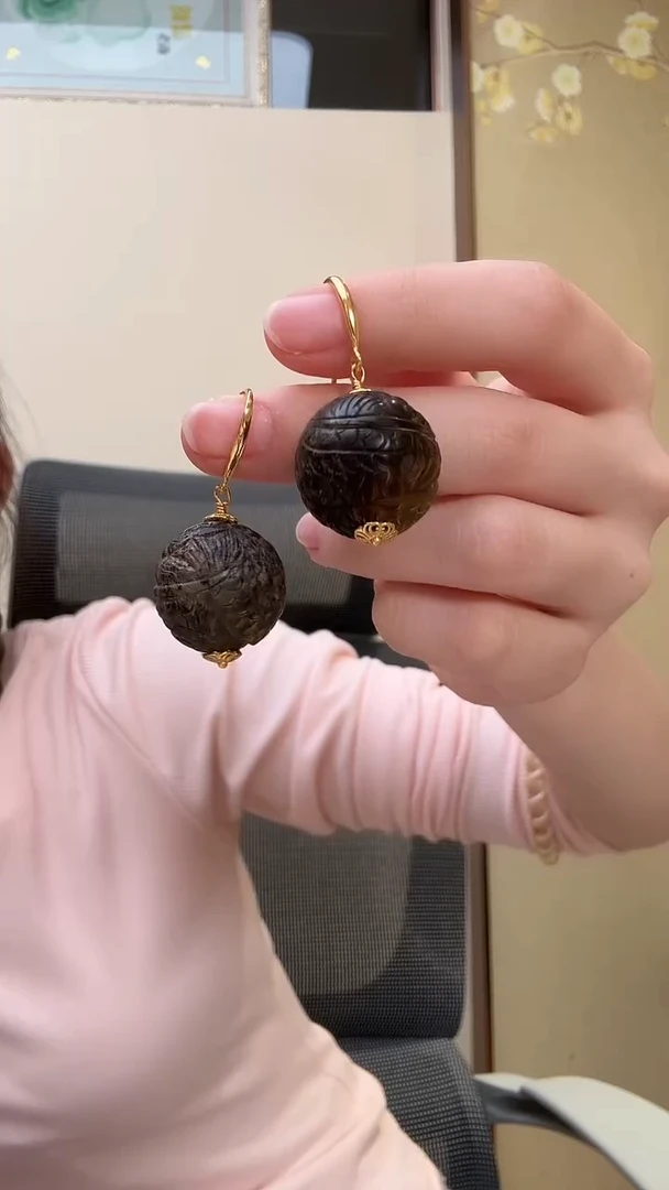 琥珀未镶嵌耳饰耳环