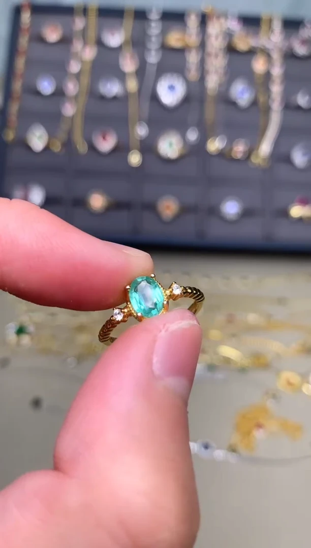 银S925镶嵌戒指祖母绿戒指