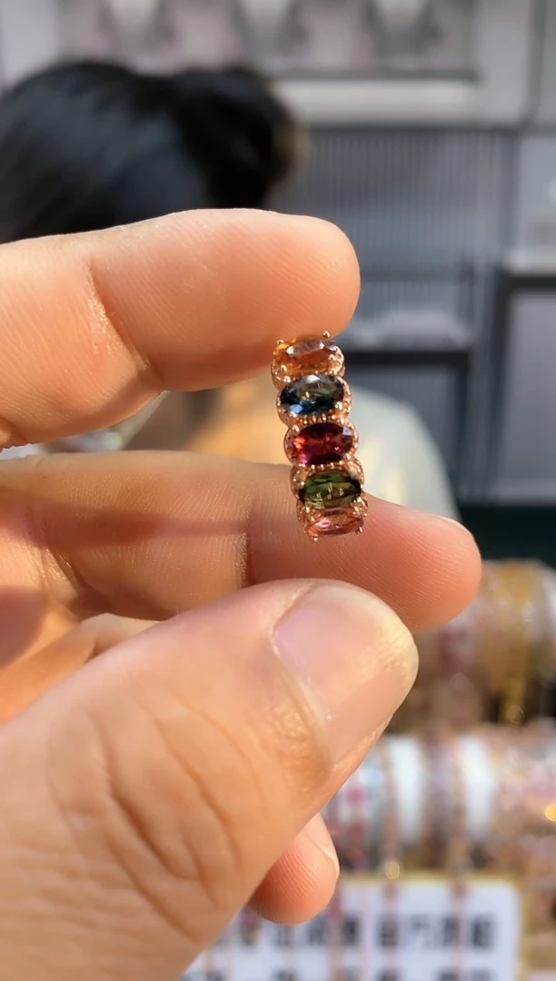 银S925镶嵌戒指碧玺434354354354354