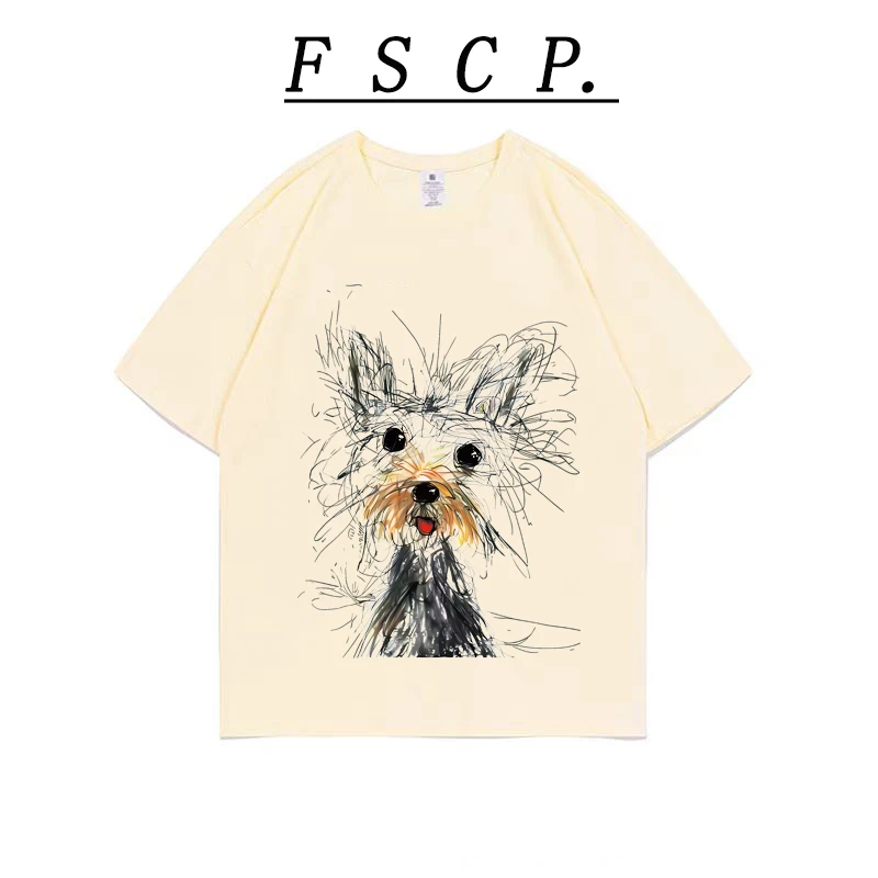 【FSCP】重磅纯棉短袖卡通印花可爱趣味百搭T恤