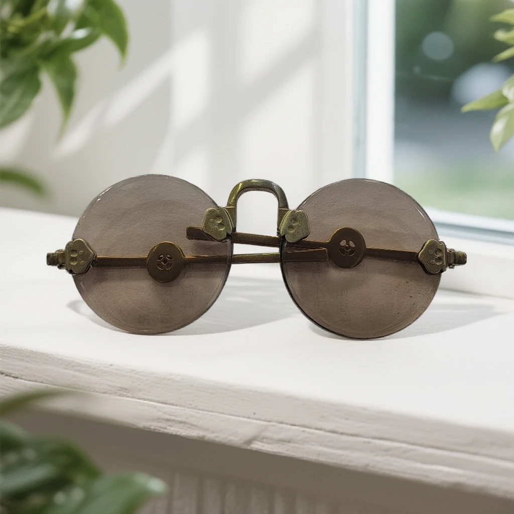 淡茶色天然石头眼镜带绵