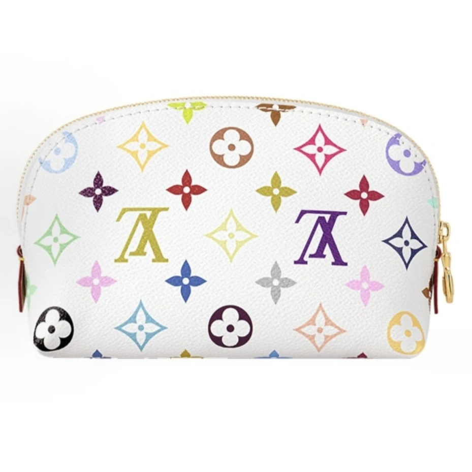 未使用 LouisVuitton/路易威登 花花洗漱包 村上隆小号白三彩