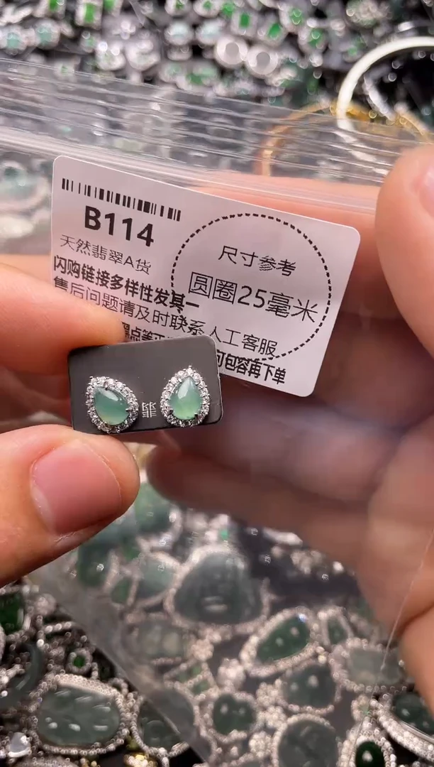 翡翠未镶嵌颈饰B114耳钉