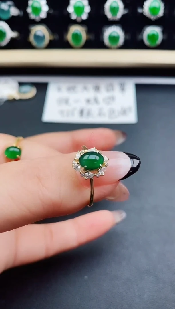 翡翠戒指银S925镶嵌508050