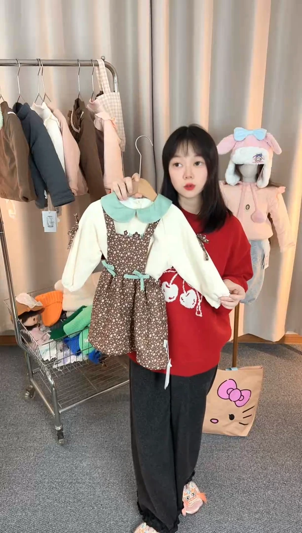 吊带裙两件套小童90码A458