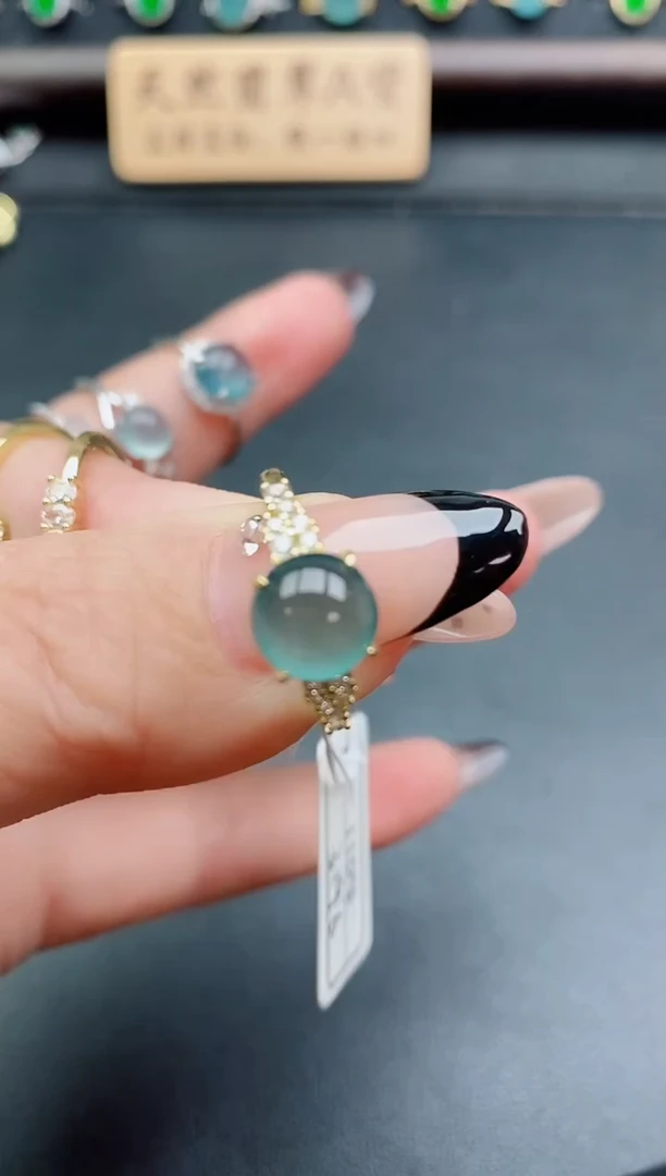 银S925镶嵌戒指翡翠1