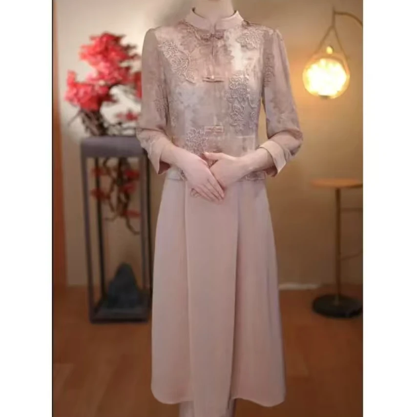 时尚新中式气质时尚旗袍裙2025夏季新款中老年修身复古连衣裙