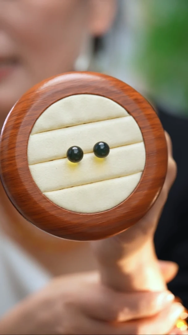 蓝珀未镶嵌耳饰10mm墨西哥蓝珀耳钉