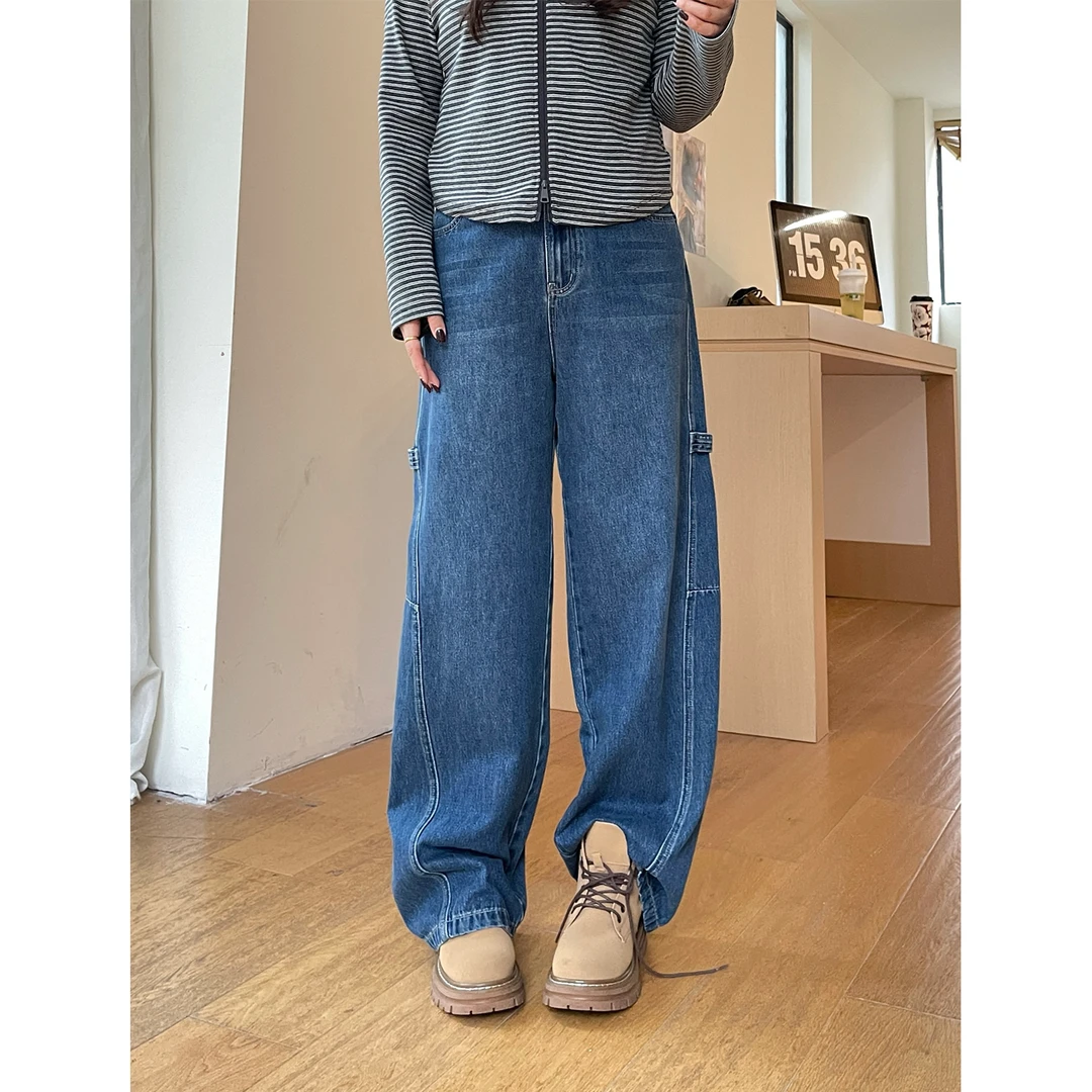 裂渡宣宣【纵横都市】微胖大码女秋时尚百搭小弯刀牛仔裤ZY505V67