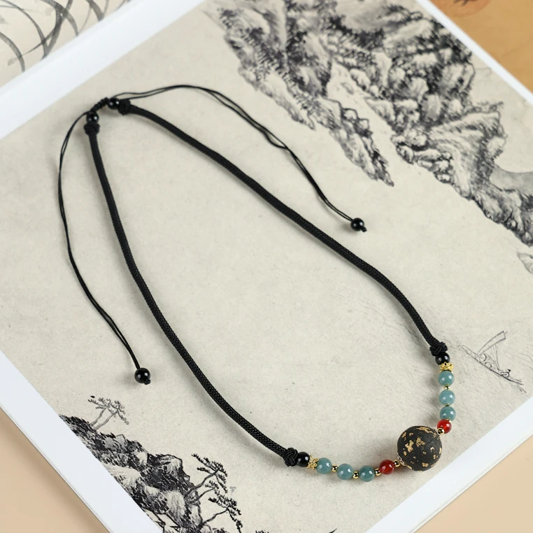 【HL古龙涎香方】 搭配款合香单珠脖挂 天然手工制作 （送沉香膏)