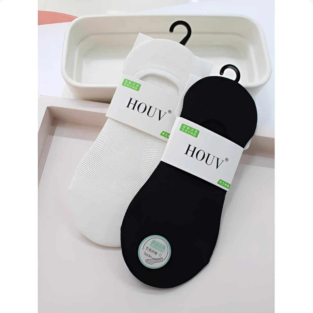 1719#5双装浅口船袜女夏季薄款网眼硅胶防滑隐形袜艾草纤维短袜