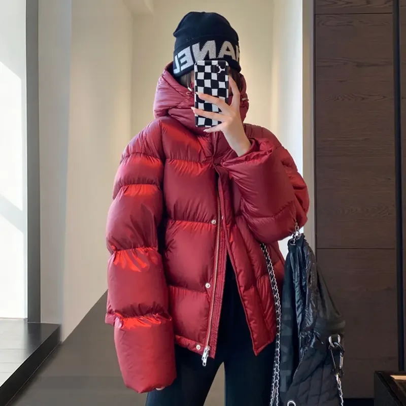 MISU/糜素高级感加厚连帽棉服短外套冬季新款羽绒棉衣手塞棉保暖