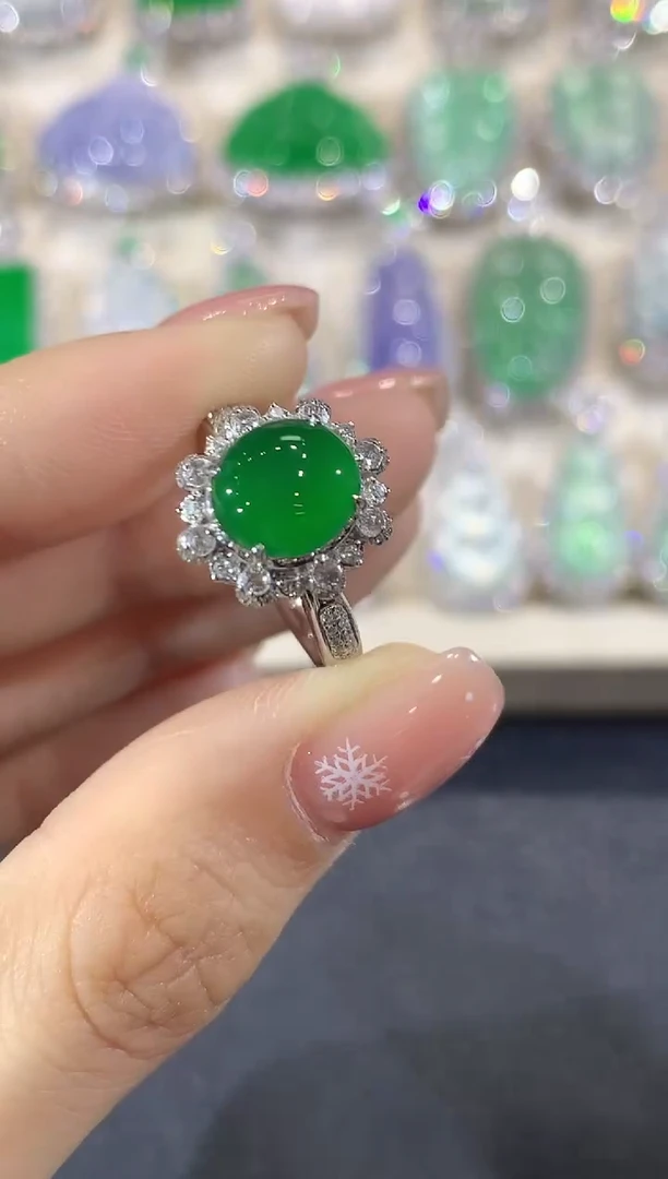 18K金镶嵌戒指翡翠C12翡翠