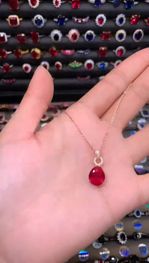 【闪购商品】红宝石颈饰银S925镶嵌1012玫瑰金
