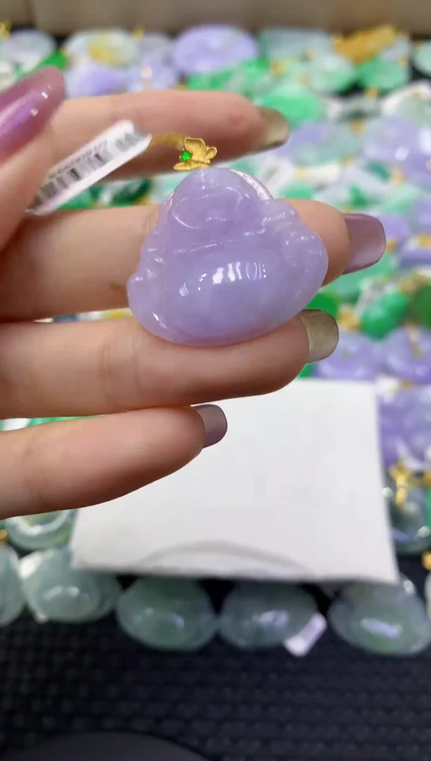 颈饰18K金镶嵌翡翠天然缅甸翡翠A货