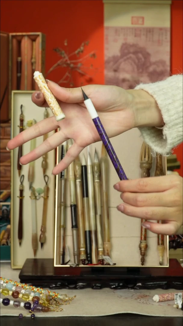 30号闪孤品高货毛笔链接 清水试笔 蘸墨不退