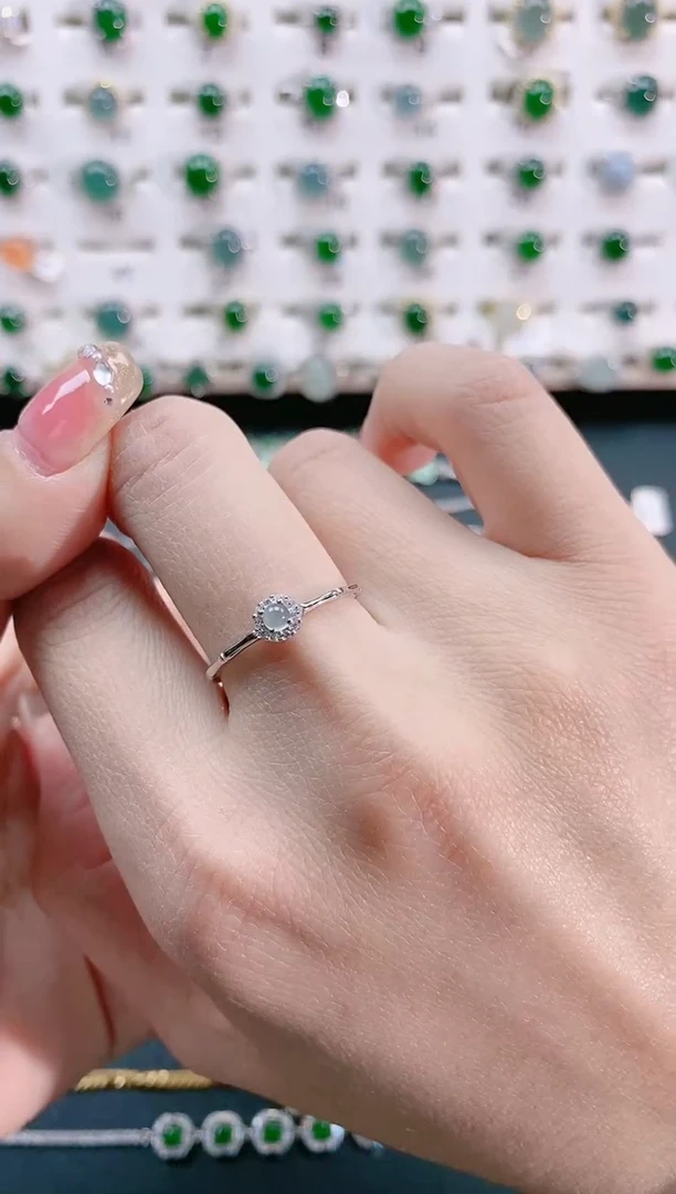 【闪购商品】翡翠戒指银S925镶嵌天然翡翠