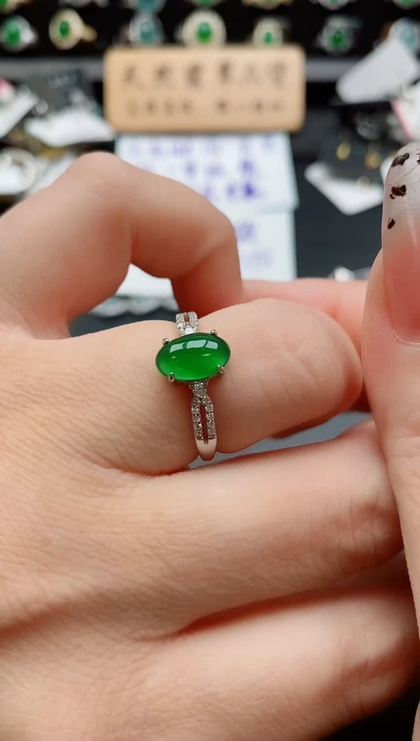 银S925镶嵌戒指翡翠1