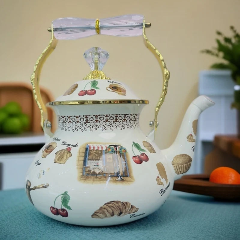 新疆包邮 【美式茶壶3.2升】 珐琅彩家用轻奢 好看大容量茶壶
