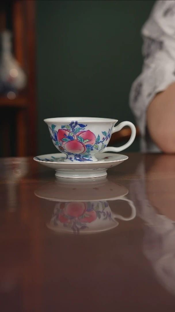 空山明月 青花斗彩