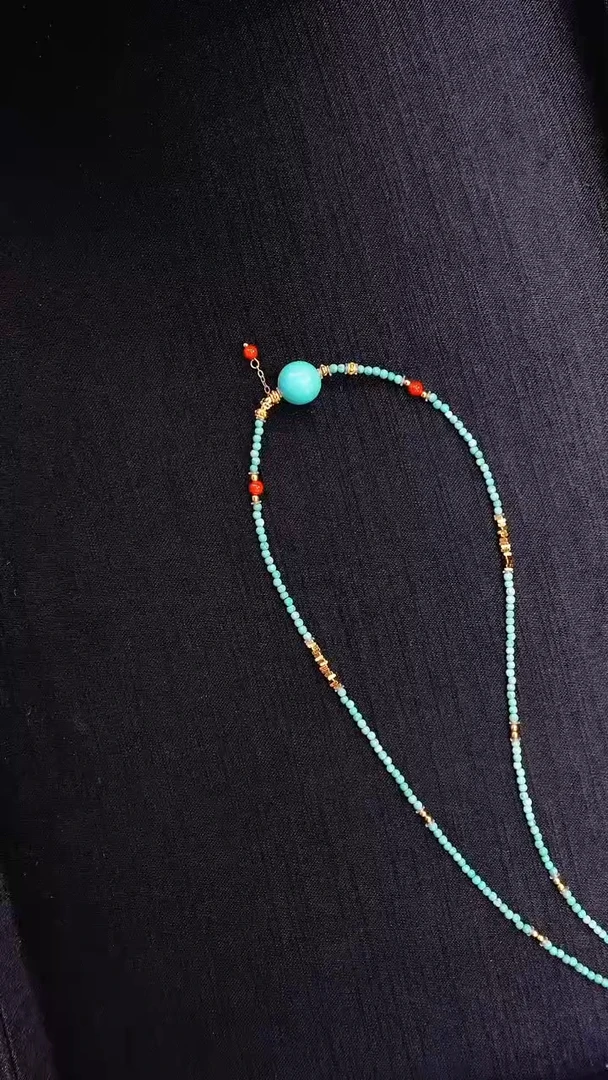 绿松石银S925镶嵌项链发货一件