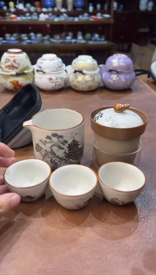 真的很便宜超好看会开片的旅行茶具