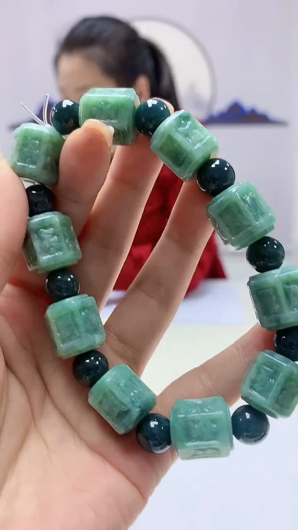 【闪购商品】定制翡翠未镶嵌4902ms-毛货手串145