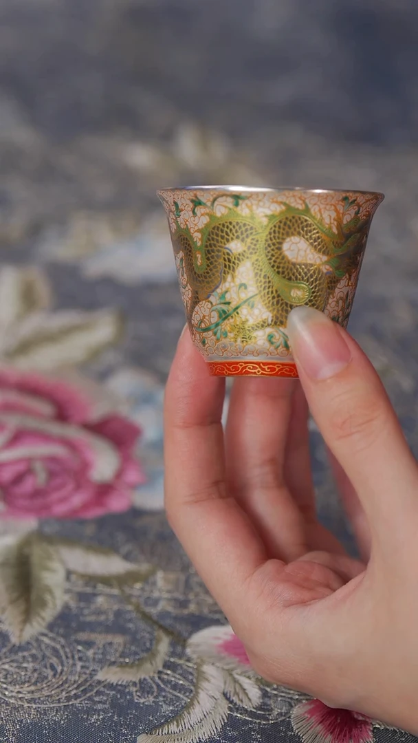 【闪购商品】鎏银珐琅龙腾主人杯