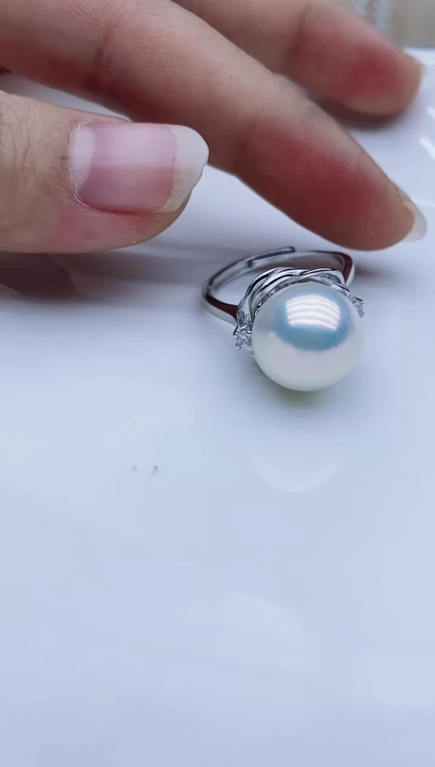 银S925镶嵌戒指淡水珍珠戒指
