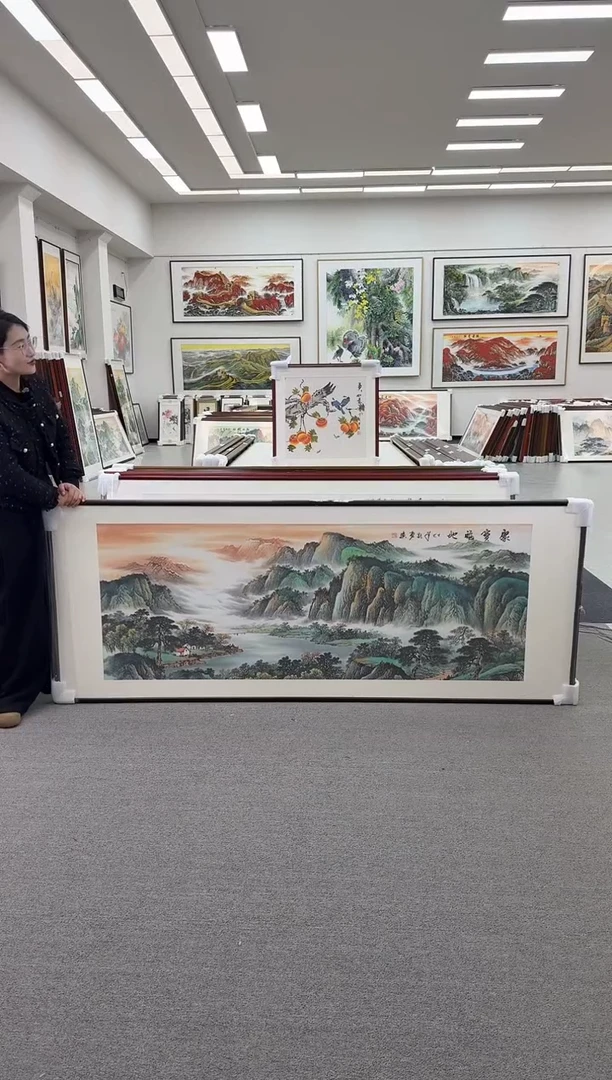 国画手绘  219*88 旭日东升