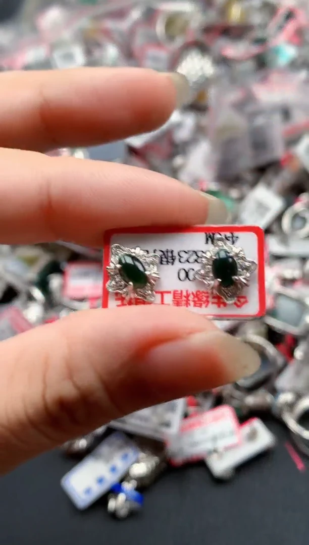 银S925镶嵌戒指翡翠天然A货缅甸翡翠