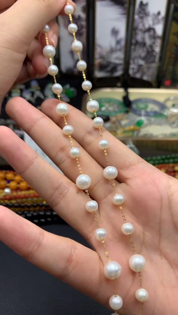淡水珍珠18K金镶嵌颈饰/