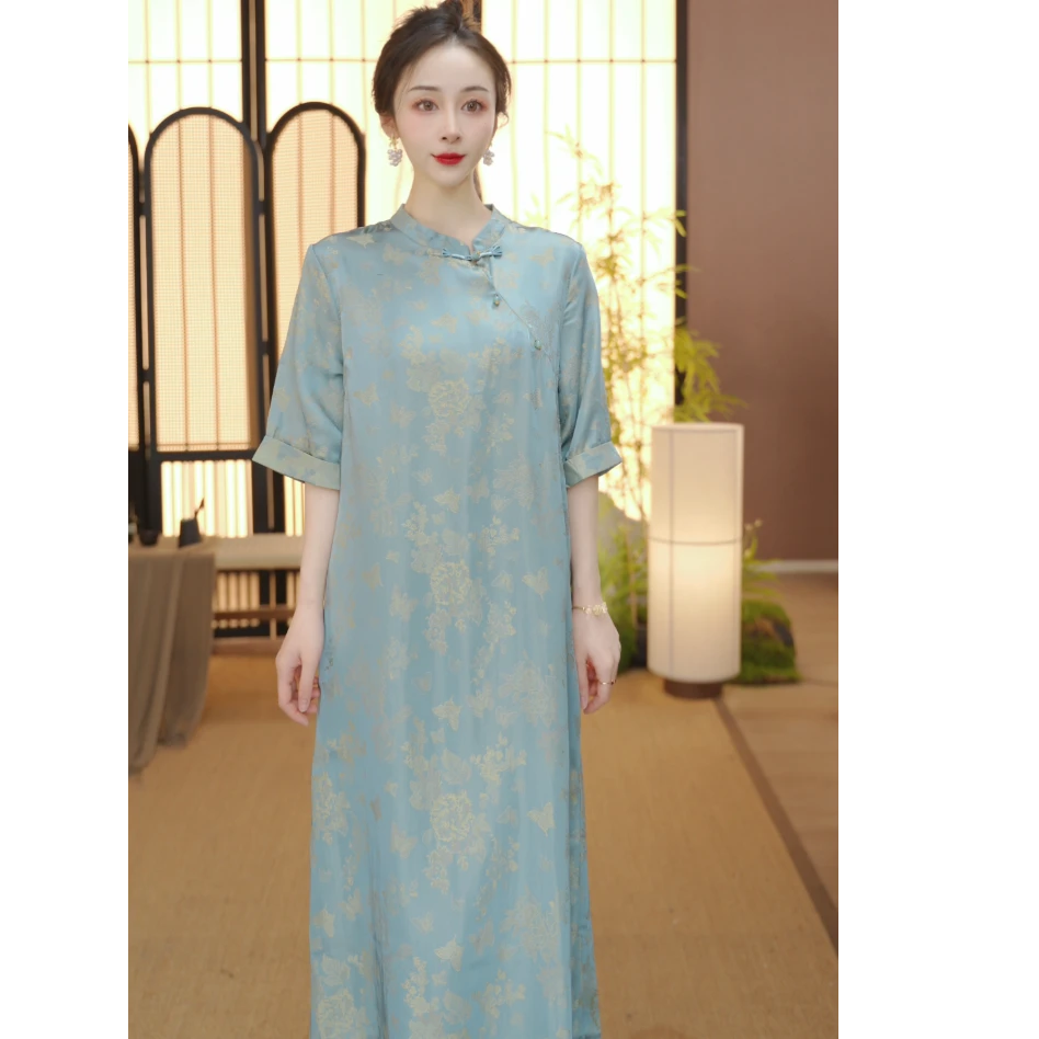 （梦蝶）连衣裙改良中式斜襟春夏季女装宽松连衣裙FS24122819