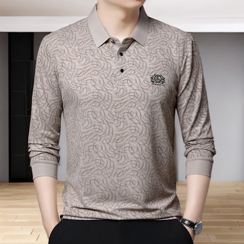 培蒙新款高档t恤男士男款男装polo衫男款长袖上衣polo长袖T恤秋季