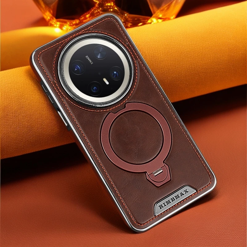 旋转磁吸支架适用华为mate70pro+手机壳60皮质防摔新款高级感男士
