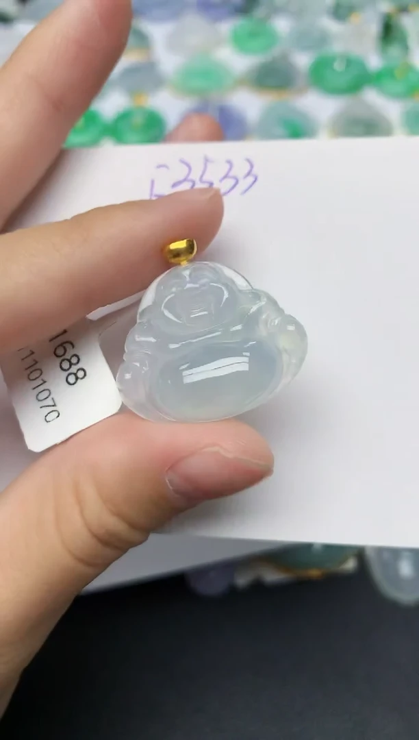 颈饰18K金镶嵌翡翠天然缅甸A货翡翠百元以上9元证书费自理