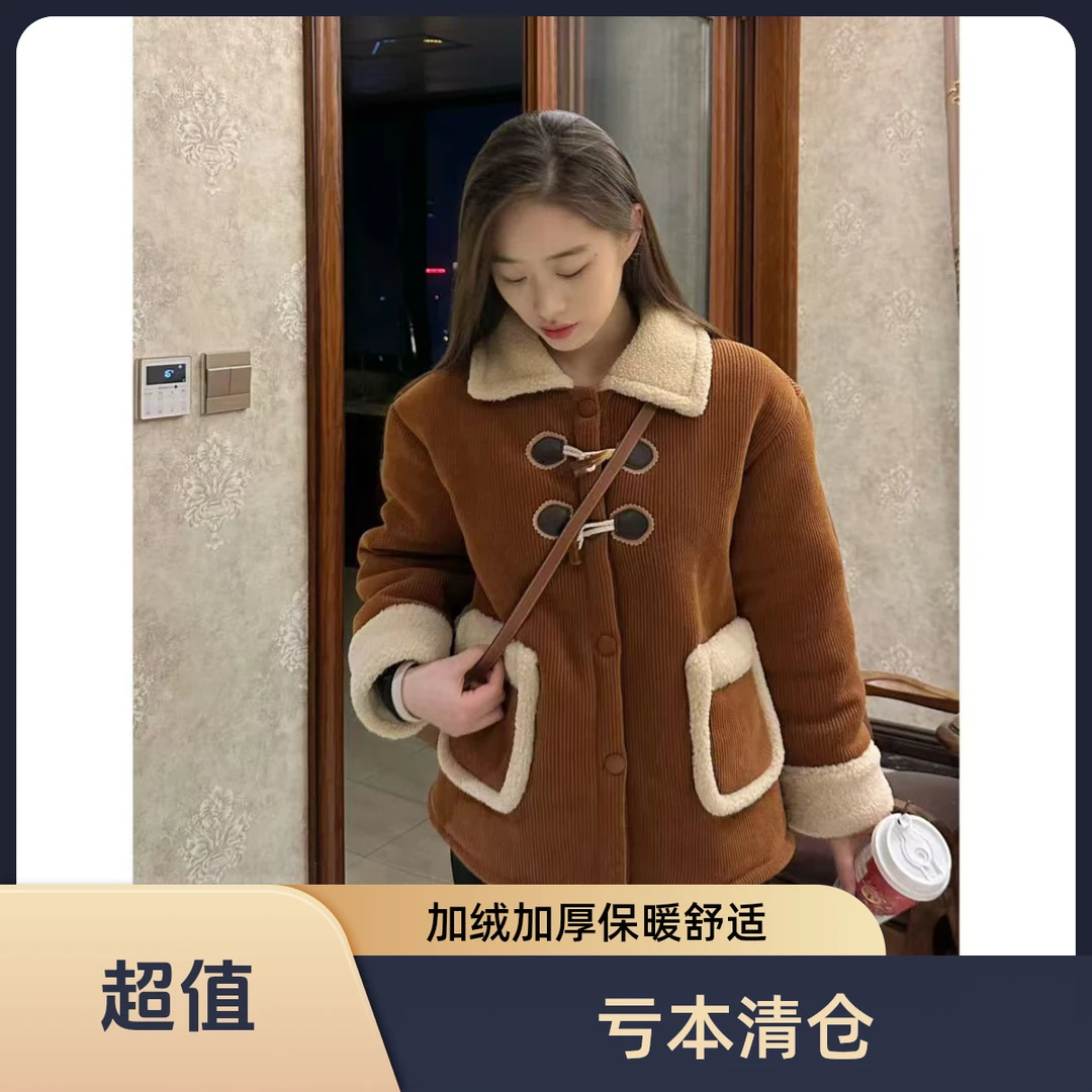 冬季家居服翻领三层加绒加厚韩版外穿家居服百搭休闲毛绒保暖套装