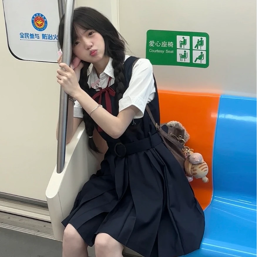 【小丸日记】木野高原创jk制服绀色校供学院风背心裙基础款连衣裙女