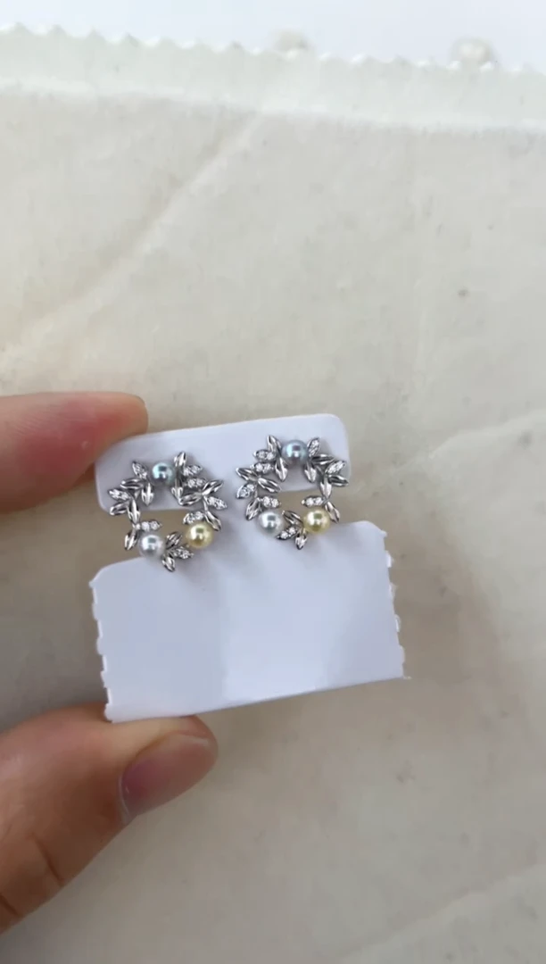 【闪购商品】海水珍珠耳饰银S925镶嵌耳钉