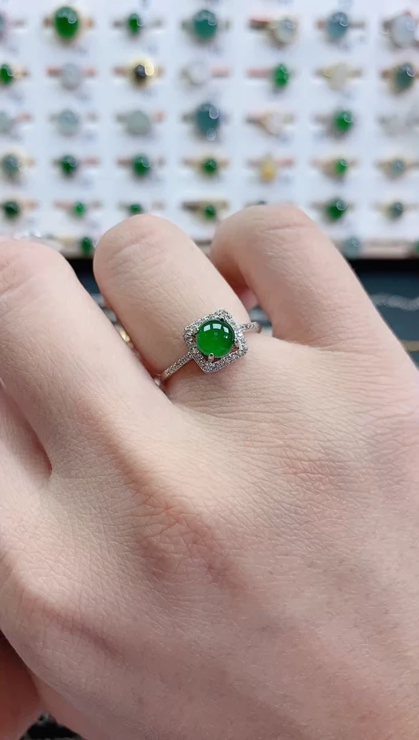 银S925镶嵌戒指翡翠天然翡翠